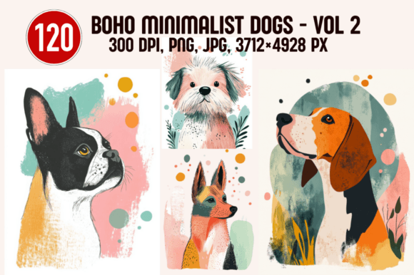 Boho Minimalist Dogs – Vol 2: Modern Elegance for Creative Projects