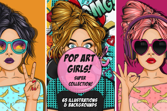 Comic Style Pop Art Girls: Bold Graphics for Dynamic Projects