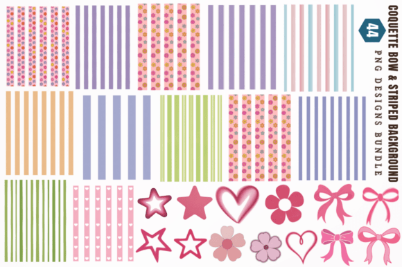 Coquette Bow & Striped Background PNG De: A Designer's Toolkit