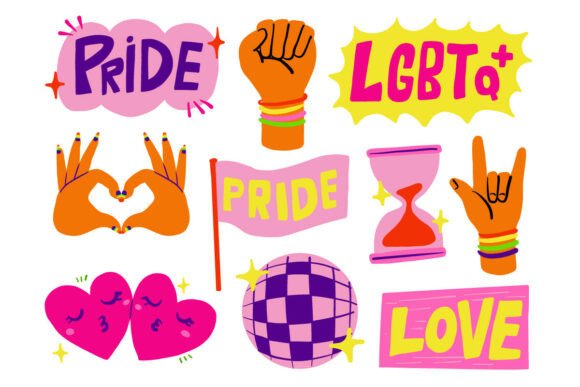 Cute LGBT Pride Love Hearts Rainbow Set: A Creative Toolkit