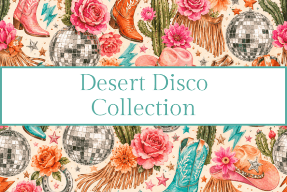 Desert Disco Watercolor Clipart: Bold Western Glam for Your Projects