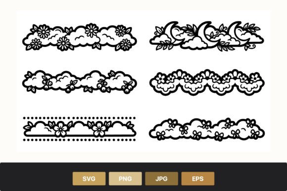 Elevate Your Projects with Floral and Cloud Border Vector Art