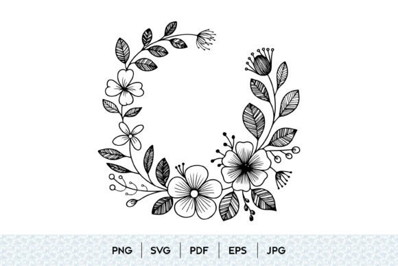 Floral Wreath Line Art: Elegant Botanical Design