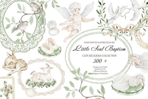 Hand Painted Baptism Watercolor Set: Crafting Tenderness