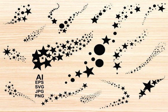 Infuse Cosmic Energy with Silhouette Stars Tattoos Vector