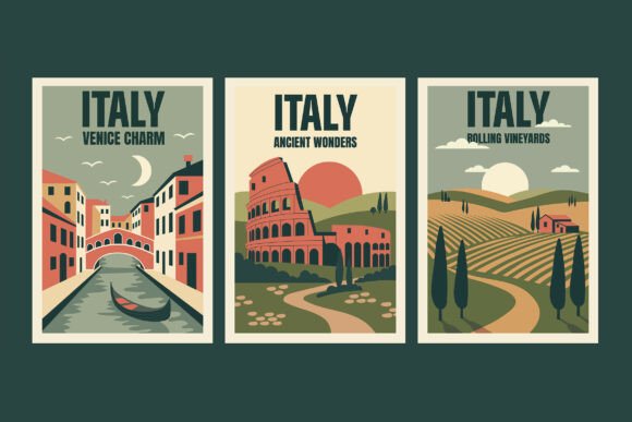 Italy Retro Travel Poster: Vintage Charm for Modern Projects
