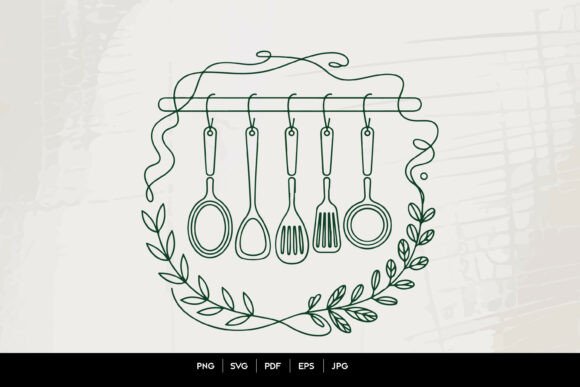 Minimal Kitchen Utensils Wreath SVG: A Modern Design Asset