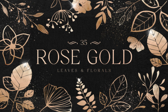 Rose Gold Leaves Florals Foil Elements: Elevate Your Creative Projects