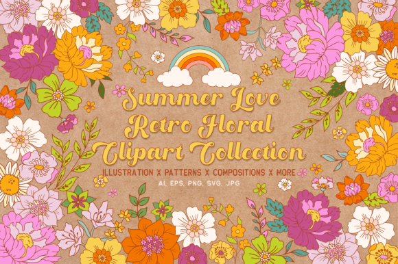Summer Love Floral Clipart Collection: A Designer's Guide to Retro Charm