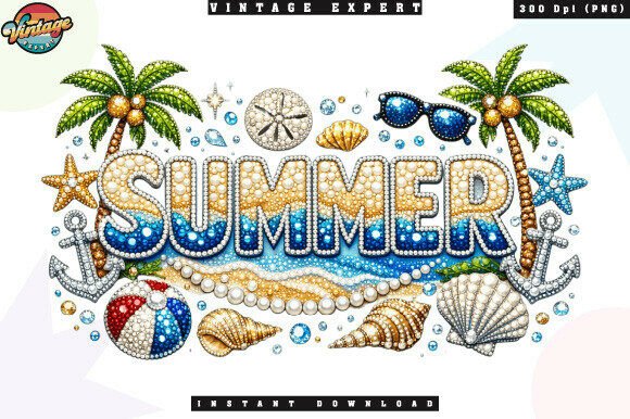 Summer Ocean Beach Seashells Glitter PNG: Your Design Shortcut