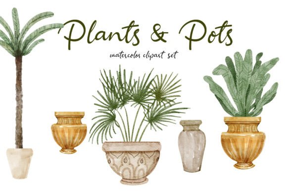 Timeless Botanical Charm with Watercolor Plant Clipart