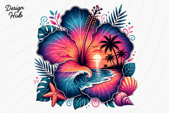 Tropical Hibiscus Beach PNG: Your Go-To for Vibrant Summer Designs