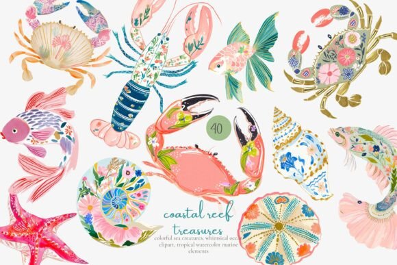 Tropical Reef Clipart Set: Dive into Coastal Creativity