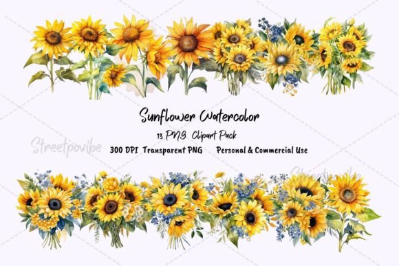 Warm Up Your Projects with Sunflower Watercolor Clipart