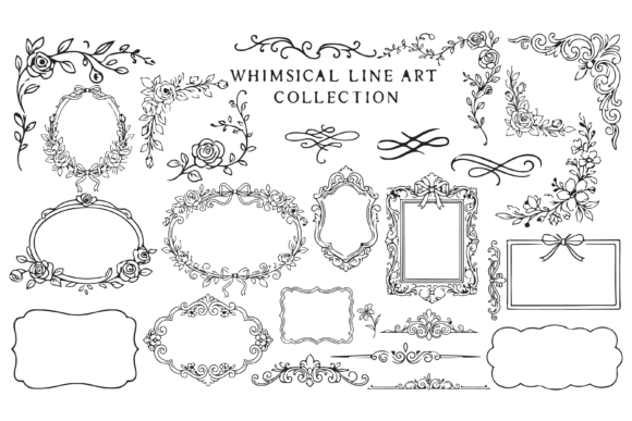 Whimsical Outline Style Vintage Frames: A Designer's Toolkit